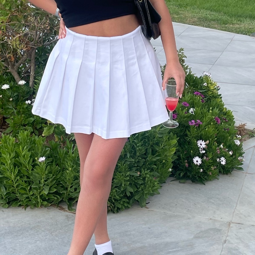 Mini White Pleated Skirt